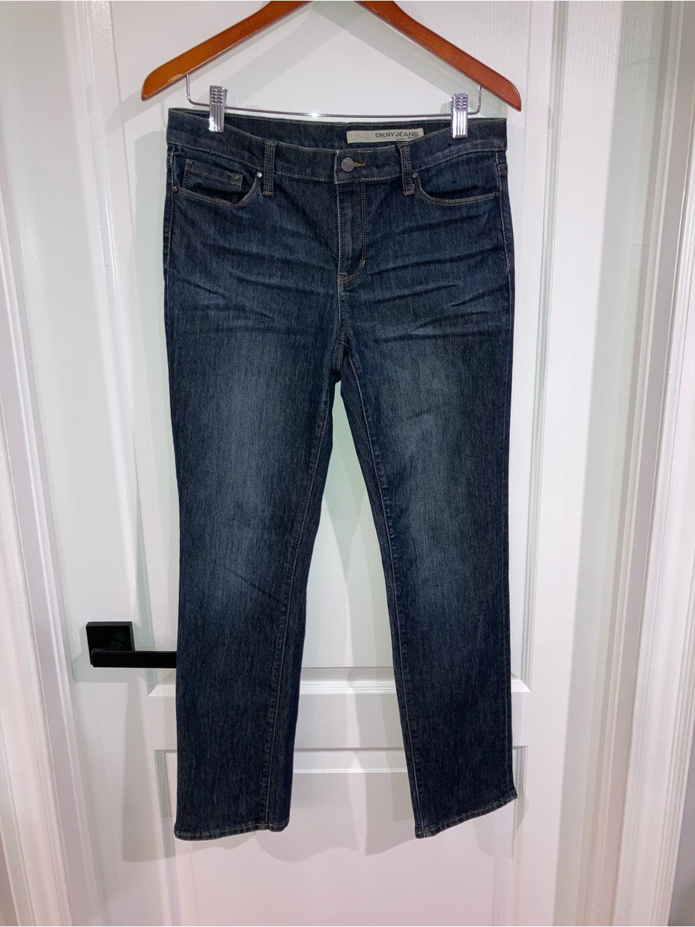 DKNY Dark Blue Straight Leg Jeans - size 8 Petite